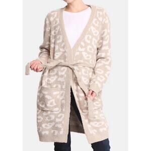 Leopard Comfy Luxe Robe One Size Fits Most- Standard Sizes Tan Cream Super Soft